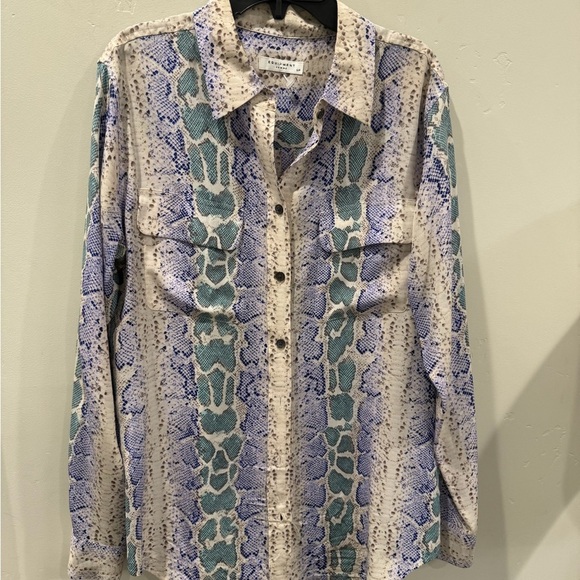 Equipment Ampara Blue Slim Signature Python Skin Snakeskin Print S|New - no tags - Picture 8 of 8